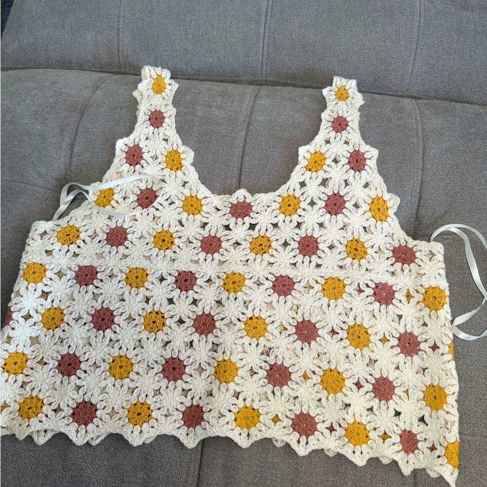 Crochet flower power top
